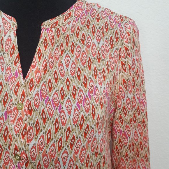 Grand & Greene Tunic Aztec Print Rayon Top - Picture 3 of 7